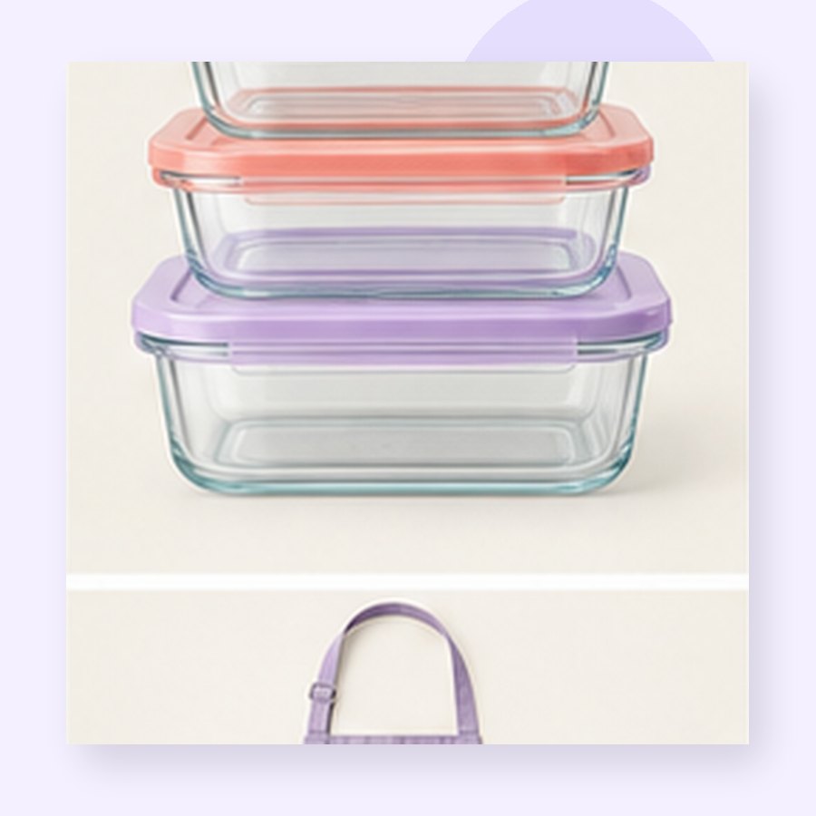 Basil Glass Meal Prep Set