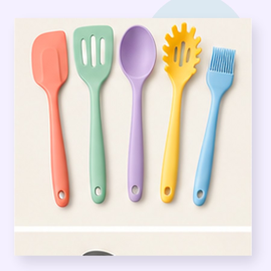 Coral Silicone Utensil Set