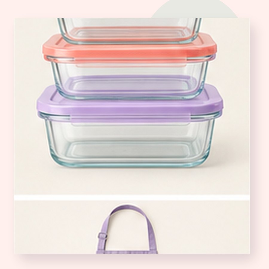 Coral Glass Meal Prep Set